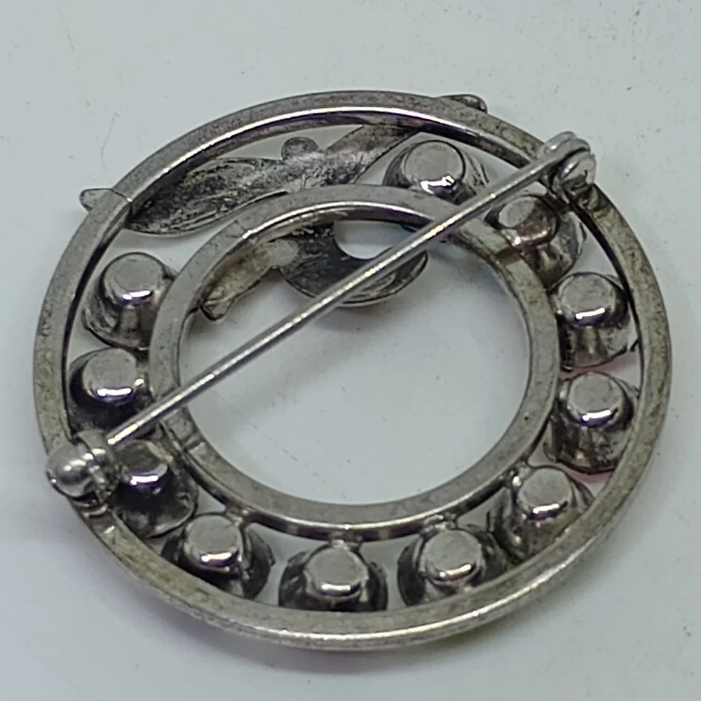 * vintage Van Dell sterling silver  multi color rhinestones pin brooch